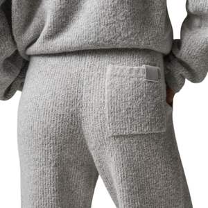 Pantalones de Punto Bouclé Gris Jaspeado, Casuales, con Cintura Elástica, Textura Suave, Corte Relajado, Cómodos, Unisex - Product Image 4