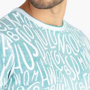 Camiseta de Manga Corta para Hombre, Cuello Redondo, con Estampado de Letras, Color Degradado, Corte Regular, Estilo Casual, 100% Algodón Jersey - Product Image 5