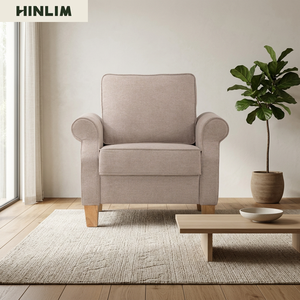 Sofá de Tela Beige Moderno y Acogedor, Sillón Minimalista con Estructura de Madera Maciza para Sala de Estar y Rincón de Lectura - Product Image 4