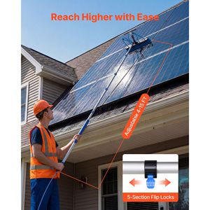 15 ft Telescopic Solar Panel <b>Cleaning</b> Kit with Extendable <b>Brush</b> Squeegee Soap Dispenser-Water Fed Pole Tool - Product Image 4