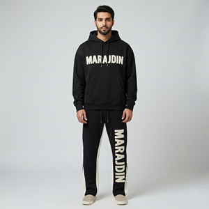 Custom Wholesale Mens Yellow Tech Fleece Tracksuit Full Zip Heavyweight Hooded Sweatshirt Joggers <b>Athletic</b> Track Suit Set - Product Image 5