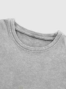 Vintage Washed Grey Oversized T Shirt Minimal Logo Streetwear Soft Cotton Casual Loose Fit Summer Tee Men's shirts - Product Image 5