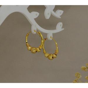 ต่างหูห่วงประดับลูกปัดหลายเม็ด ชุบทอง 24K ทำมือ สไตล์อินเดีย บาหลี เหมาะสำหรับงานเทศกาล งานแต่งงาน สำหรับผู้หญิงและเด็กผู้หญิง ทำจากโลหะผสม บาหลี - Product Image 3