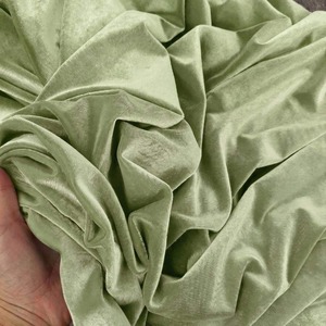 Best Selling Luxury Pista Green Velvet Fabric Plain Dyed Woven Soft Textile <b>for</b> Mens Suits Womens Dresses and Garments <b>for</b> Sale - Product Image 1