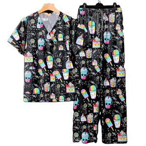 Men Women Quick Dry Medical Hospital Doctor <b>Scrubs</b> Cartoon Printed Nurses <b>Uniform</b> <b>Scrub</b> Sets <b>Uniforms</b> OEM <b>Scrubs</b> <b>Uniforms</b> Sets - Product Image 1