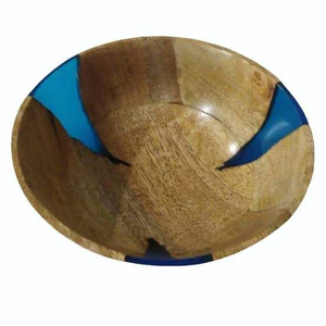 Bol décoratif artisanal en bois naturel et résine époxy, écologique, pour la maison, le service de salades, les fêtes, de haute qualité - Product Image 6