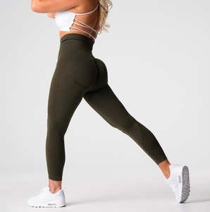 New casual Yoga <b>Leggings</b> Black Geometric <b>Stitch</b> Seamless Four-Way Stretch Spandex Polyester Pants - Product Image 2