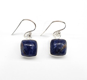 <b>Blue</b> Sodalite Gemstone 925 Sterling <b>Silver</b> <b>Earrings</b> Handmade Minimalist Drop Jewelry Manufacturer Jaipur - Product Image 1