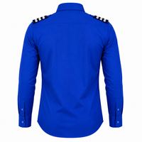 Chemise d'uniforme de garde de sécurité bleu roi pour homme, personnalisable, de haute qualité, à manches longues, col rabattu, couleur unie, respirante