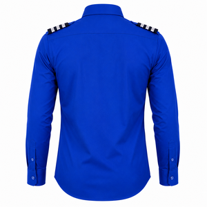 Chemise d'uniforme de garde bleu roi pour homme 2026, manches longues, col rabattu, couleur unie, coton respirant, coupe classique, toutes saisons - Product Image 2