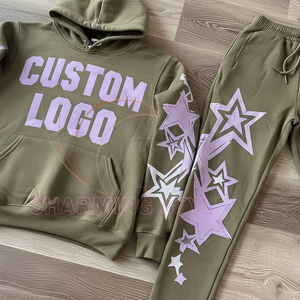 Custom logo Men Women Fleece <b>Tracksuit</b> Sweatsuit Unisex <b>Plain</b> Sports 100% Cotton Jogger Sweat Suit Sweatpants Hoodie Set - Product Image 3