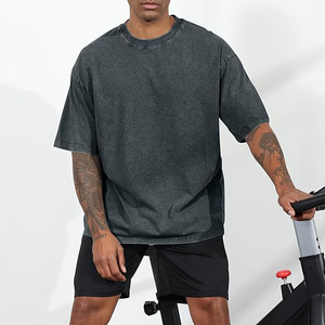 Charcoal Men T <b>shirts</b> Acid Wash Vintage Heavyweight Cotton Oversized Drop Shoulder Retro Streetwear - Product Image 2