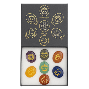 Wholesale 7 Chakra Healing Crystal Gemstone Feng Shui Love Set Carved Engraved Polished Reiki Meditation <b>Gift</b> <b>Box</b> For Sale - Product Image 2