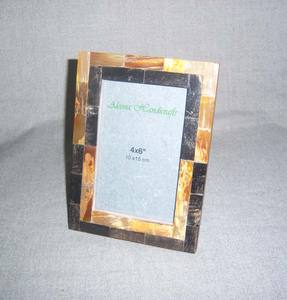 Cadre de miroir et cadre photo en os incrusté, miroir mural en corne de bœuf, décoration de salon, provenance Inde - Product Image 1