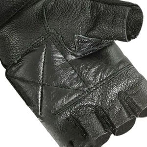 Gants de fitness mi-doigts pour hommes en cuir avec sangle de poignet réglable, noirs, personnalisables, respirants, en néoprène, pour l'entraînement en salle de sport - Product Image 4