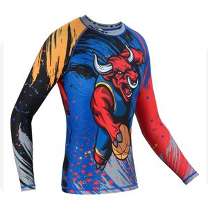เสื้อแรชการ์ดแบบยูนิเซ็กซ์สั่งทำขายส่ง UPF 50 สำหรับครอสฟิต ป้องกันรังสียูวี ระบายอากาศได้ดี ผลิตจากโพลีเอสเตอร์แบบรัดรูป โรงงานรับผลิตแบบ OEM - Product Image 4