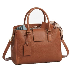 Sac à main élégant en cuir véritable pour femme, fermeture éclair, doublure en polyester, bandoulière polyvalente, intérieur organisé - Product Image 1