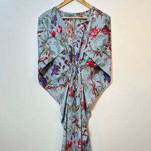 Vestido Informal sin Mangas de Algodón con Estampado Digital, Kaftan Ligero de Verano, Vestido Informal Bohemio con Estampado Floral para Mujer, Ropa de Resort Maxi Naaz - Product Image 1