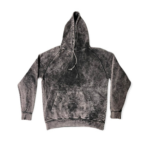 <b>Black</b> Acid Wash Drawstring Pullover Hoodie Oversized Heavyweight Cotton <b>Plain</b> Hooded <b>Sweatshirt</b> Unisex - Product Image 1