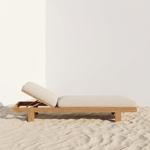 Outdoor Beach Sun Lounger Weather Resistant Natural Oiled Teak Deck Reclining Daybed Contract Hospitality Factory OEM - Product Image 1