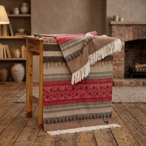 GEOMETRIC PATTERN ALPACA WOOL KNITTED <b>BLANKET</b> with FRINGES PORTABLE for AIRPLANE USE FOUR SEASONS PLAIN STYLE - Product Image 2