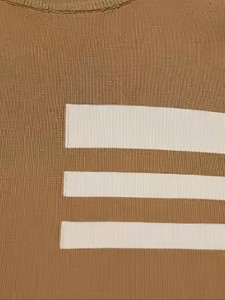 T-shirt en tricot à manches courtes pour homme, couleur kaki, col rond, bordure contrastée rayée, coupe décontractée - Product Image 3