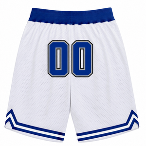 Shorts de basket-ball en mesh sublimé bleu royal et blanc pour hommes, imprimés numériquement, vêtements de sport pour compétition d'équipe - Product Image 2