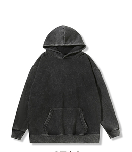 Sudadera con capucha de forro polar para hombre, personalizada al por mayor, con lavado ácido, servicio OEM, de alta calidad, con hombros caídos, estilo oversize, lisa y sin estampado. - Product Image 2