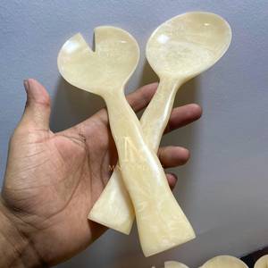 Juego de Cucharas para Servir Ensaladas de Resina Ecológica, Ligeras, con Mango Largo, Acabado Espejo, Diseño de Lujo, Aptas para Lavavajillas, Duraderas - Product Image 3