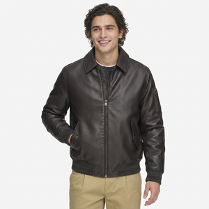 Premium Quality <b>Men's</b> Leather <b>Jackets</b> with Zipper Closure <b>Warm</b> Lining Casual Wear Fashion Zipper Style Leather <b>Jackets</b> for <b>Men</b> - Product Image 6