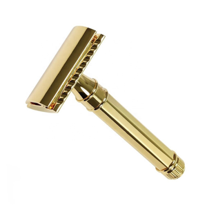 Premium Gold Plated Double Edge Safety Razor Stainless Steel Reusable Shaving Razor for <b>Men</b> OEM Private Label - Product Image 1