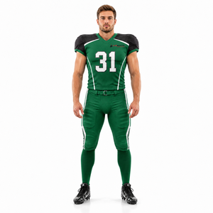Ensemble d'uniformes de football américain personnalisés vert émeraude et charbon, maillot en mesh respirant, pantalon rembourré, vêtements de sport d'équipe - Product Image 4