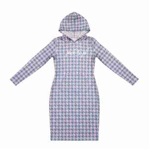 Vestido Midi Ajustado de Mujer con Estampado de Pata de Gallo, Manga Larga, Elegante, para Oficina o Fiesta, Venta al Por Mayor Personalizada - Product Image 1