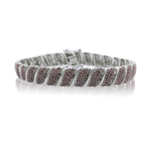 6.06 Cttw Natural Brown Diamond Tennis Bracelet 925 Sterling Silver Rhodium Plated 8.5 Inch Cut Prong <b>Set</b> Classic Wide Bracelet - Product Image 1