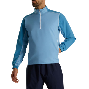 Men's Light Blue Soft Shell <b>Jacket</b> Quarter-Zip Breathable Polyester Outdoor Wear Regular Fit Solid Color with Pockets - Product Image 5