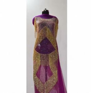 Panneaux brodés élégants pour vêtements de mariage ethniques tendance, en tissu non tissé à tricotage par trame, séchage rapide, pour femmes et jeunes filles, usage quotidien - Product Image 3