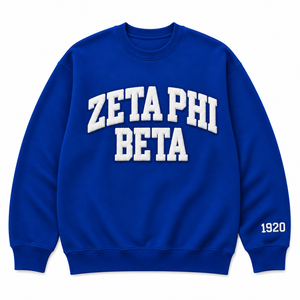 Sweat-shirt à col rond pour femmes Sorority Zeta Phi Beta, avec patchs en chenille, broderie, en molleton de coton, 320 g/m², 1920 - Product Image 5