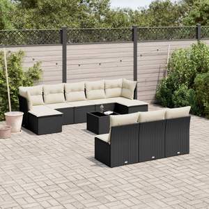 Black And Cream Garden <b>Sofa</b> <b>Set</b> With Cushions UV Resistant PE Rattan Outdoor Furniture Contemporary Design Waterproof - Product Image 1