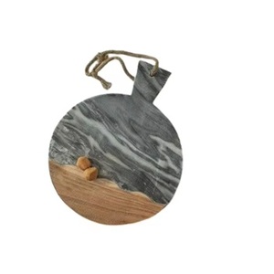 Marble Handmade 10mm Thick Round Cheese <b>Board</b> Serving Platter with Handle Luxury Kitchen Serving Tray for Cheese Snacks - Product Image 1