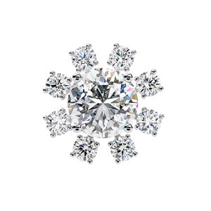 Pendientes de Moissanita con Corte Redondo en Forma de Flor, Piedra de 5mm con Piedras Laterales de 1.80mm, Pendientes de Diamante Moissanita en Oro Sólido de 18K - Product Image 2