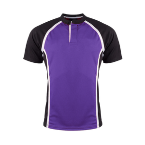 Camiseta Deportiva de Manga Corta con Bloques de Color, Lisa, de Poliéster/Algodón, con Estampado por Transferencia Térmica, Cuello con Panel en Contraste, Unisex - Product Image 3