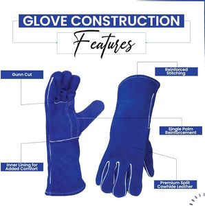 Gants de soudage en cuir véritable à prix de gros pour adultes, gants de soudeur personnalisés en cuir de vachette, imperméables - Product Image 6