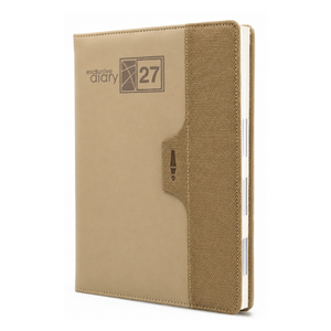 Agenda en PU beige Nescafé, planificateur daté, couverture douce au toucher, bloc annuel, porte-stylo gaufré, journal de notes pour cadeaux d'entreprise - Product Image 1