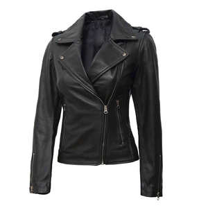 Chaqueta de Cuero Clásica y Sencilla para Mujer, Chaqueta de Invierno Ligera de Piel de Oveja de Alta Calidad, Chaquetas para Mujer - Product Image 1