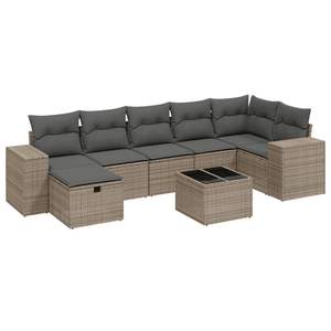 Conjunto de Sofá de Jardín de Poliratán Gris con Vidrio Templado y Acero con Recubrimiento en Polvo, Muebles Duraderos para Exteriores - Product Image 2