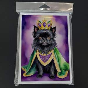 Affenpinscher King of Mardi Gras Tarjetas de felicitación Paquete de 8 Whimsical A7 Tamaño 5x7 Tarjetas de notas en blanco con sobres - Product Image 3