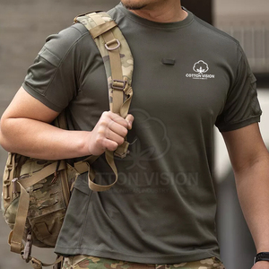 เสื้อยืดฝ้ายแท้ 100% สำหรับผู้ชาย ออกกำลังกายกลางแจ้ง สไตล์ลำลอง เสื้อยืดแทคติคอลแขนสั้น ไซส์ผู้ใหญ่ - Product Image 4