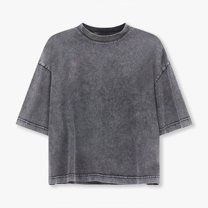 Custom Wholesale Oversized <b>Women</b> Acid Wash T-Shirts High Quality Custom Streetwear Solid Gray Loose Fit Casual <b>Top</b> T-Shirts - Product Image 6
