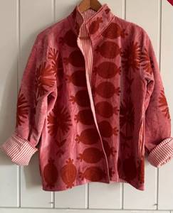 Veste courte en velours rose poudré pour femme, brodée à la main, motif floral botanique de haute qualité, style ethnique, manteau d'hiver - Product Image 1