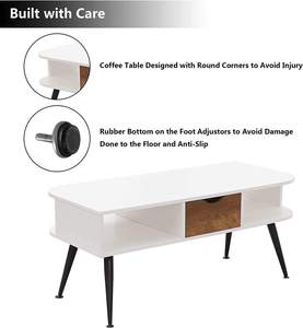 Table basse moderne blanche et noire avec rangement pour salon, table centrale contemporaine avec étagère de rangement spacieuse, élégante - Product Image 2